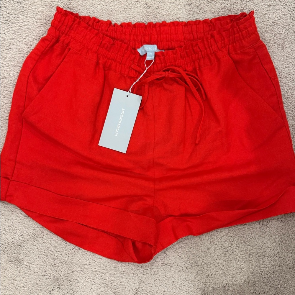 ANTONIO MELANI Vibrant Red High Waist Women's Shorts